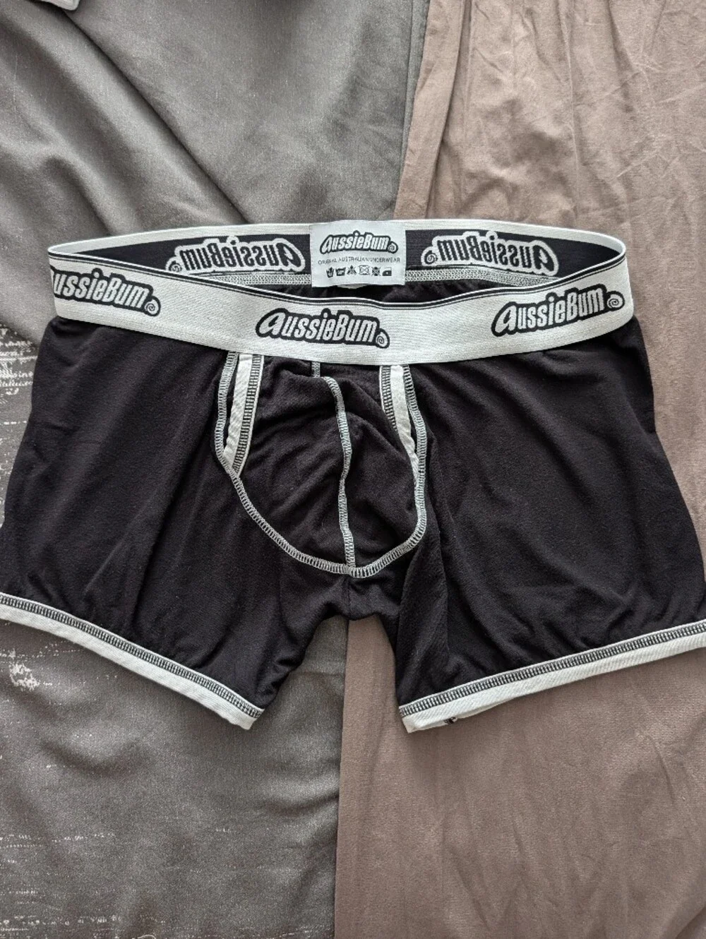 Men’s Black Trunk Briefs with White Trim